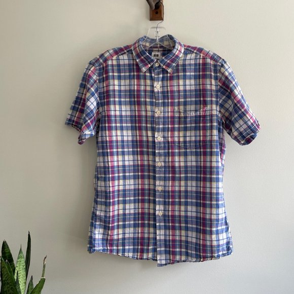 Uniqlo Mens S Plaid Multicolor Short Sleeve Shirt - Picture 4 of 4